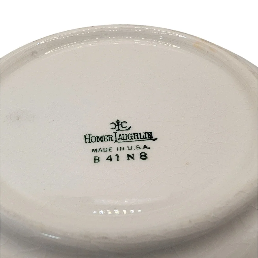 Vintage Homer Laughlin‎ Serving Bowl Roses Platinum Trim 1941 West Virginia SEE